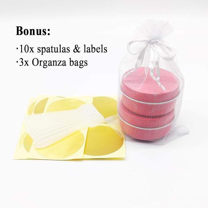 10pack50ml Pink Aluminum Tin, 50 Gram Containers Leak Proof Cosmetic Jars, 50g Small Makeup Containers Round Screw Lids for Cosmetic, Salves, Lip Balms, Toner, Cream, Candle, Tea, Beads