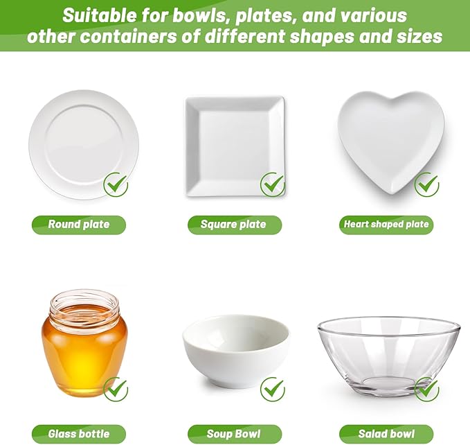 300Pcs Reusable Elastic Food Bowl Storage Covers, Sublaga Bowl Covers, Dish Plate Covers, Alternative to foil, Plastic Wrap,BPA Free
