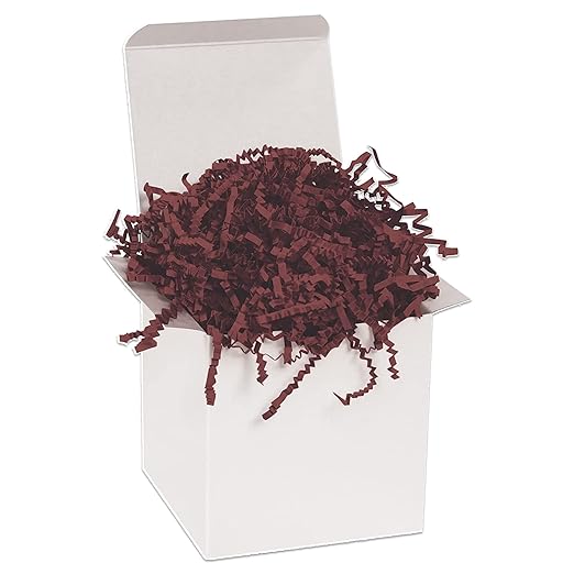 BOX USA 10 lb. Burgundy Crinkle Paper Packing, Shipping, and Moving Box Filler Shredded Paper for Box Package, Basket Stuffing, Bag, Gift Wrapping, Holidays, Crafts, and Decoration