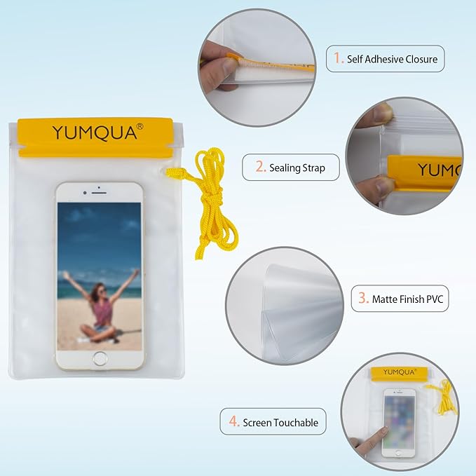 YUMQUA Clear Waterproof Bags, 3PACK Water Tight Cases Water Proof Pouch Small Dry Bags for Camera Mobile Phone Maps Pouch Kayak Military Boating Document Holder