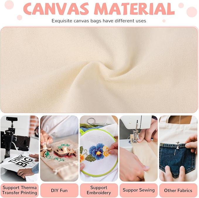 Petallush 24 Pack Canvas Tote Bags Bulk, Reusable Blank Tote Bags with Handles & Acrylic Paint Set, Small Cotton Tote Bag