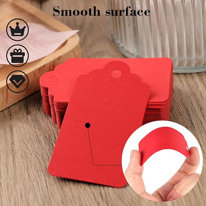 SallyFashion 120PCS Gift Tags with String - Red Paper Tags for Gifts, DIY Wedding, Birthday
