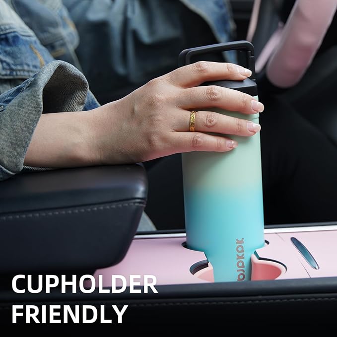 BJPKPK Insulated Water Bottle with 2 Lids,20 oz Double Wall Stainless Steel Vacuum Tumbler Travel Coffee Mug,Wide Mouth Thermal Cup,Lavender Green