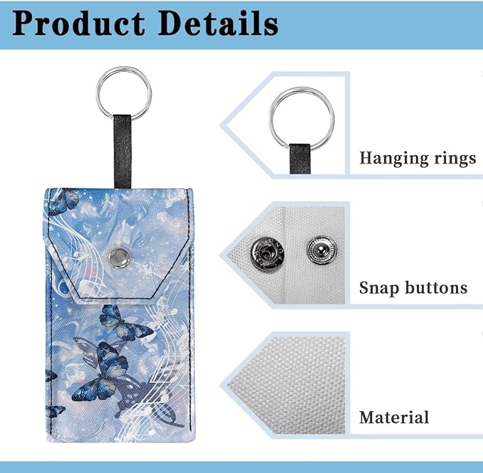 Tissues Purse Pocket Portable Hanging Rope Canvas Purple Butterfly Mini Tissue Bag Paper Holder for Travel Office Daily