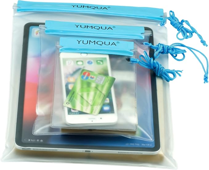 YUMQUA Clear Waterproof Bags, 3PACK Water Tight Cases Water Proof Pouch Small Dry Bags for Camera Mobile Phone Maps Pouch Kayak Military Boating Document Holder