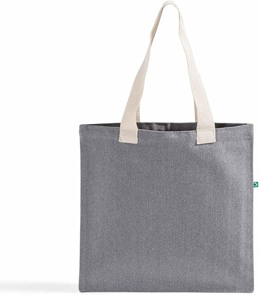 Recycled Canvas Tote Bags with Full Gusset – 6 Pack Reusable Flat Book Bag, Eco Friendly Canvas Tote Bulk,
