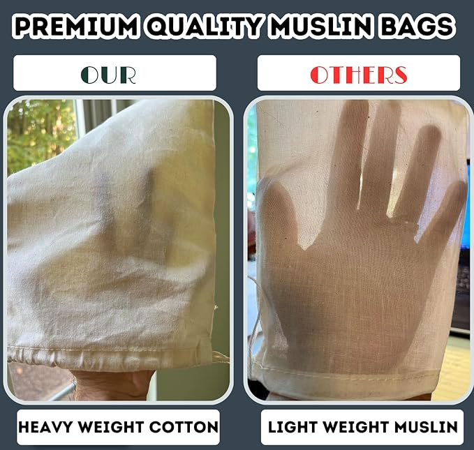 Cotton Muslin Bags, 100% Organic Cotton with Double Drawstring. Premium Quality Reusable Eco-Friendly Natural Muslin Bags. (25, 6x10 Inches)