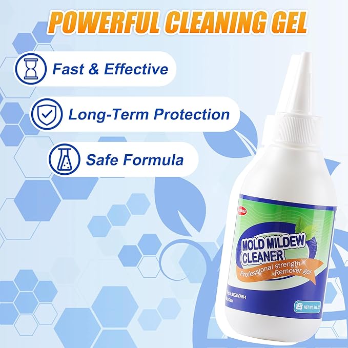 Black Stain Remover Gel for Household Shower, Kitchen Sinks, Walls, Tiles, Grout, Bathrooms, Washing Machine and Refrigerator Strips - 5 Fl.Oz