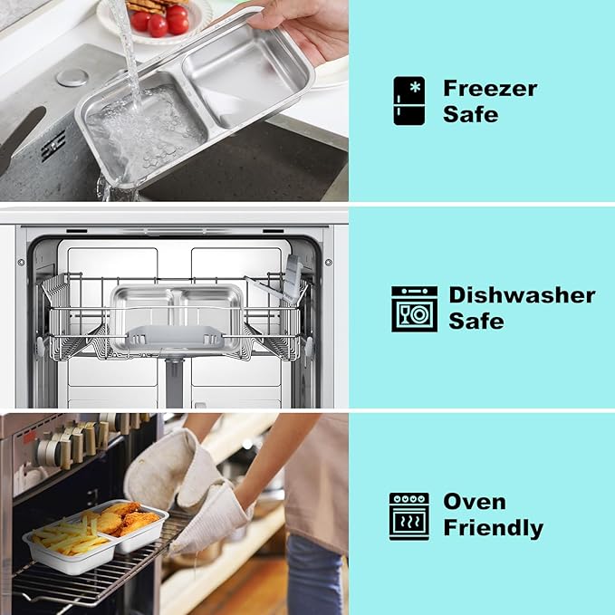 Reusable Stainless Steel Snack Containers with Lids,Double Compartment 2 Condiment,Grab and Go Divided Snack Food Storage Containers for Kids Adults, Sauce Cups for School, Trave (3)
