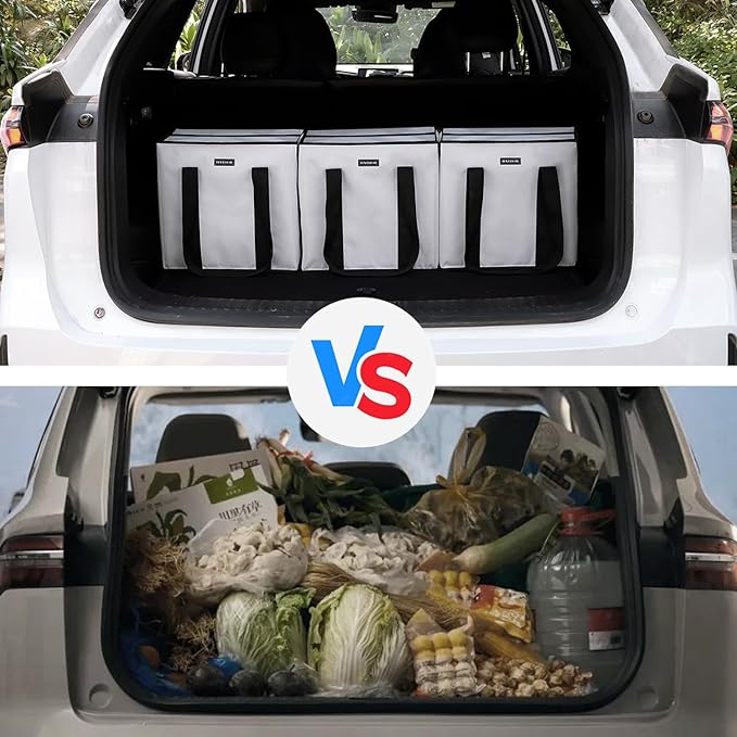 HATHOR Hot Cold Insulated Grocery Bags Reusable Stackable Collapsible Foldable Cooler Boxie Bag Shoping Totes for Groceries in Car, Frozen Food & Travel