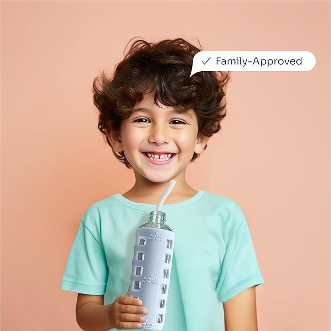 Platinum Silicone Straws for Kids | Set of 4 | 9 inch Replacement Straw for Tumbler & Cups | Food Grade Silicone, BPA free | Soft & Reusable with Breathable Transport Case & Cleaning Brush by purifyou