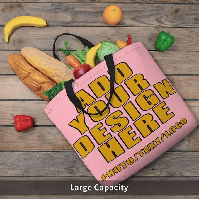 Custom Large Black Tote Bag With Pocket Extra Large Reusable Grocery Bags