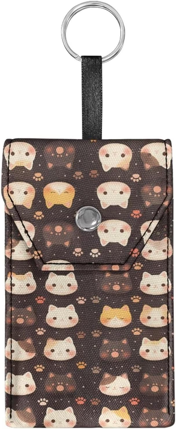 Purse Tissue Packs Lightweight Canvas Tissue Holder with Hanging Rope Travel Tissue Pouch for Coins Keys Decorative Tissue Holder for Daily Cute Cat