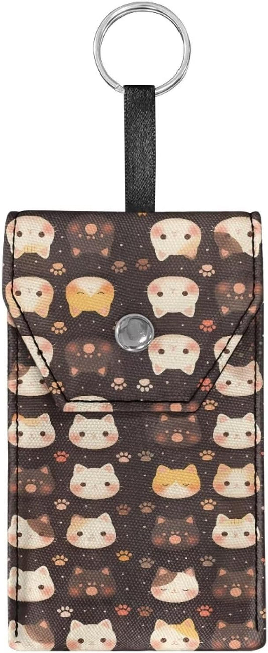 Purse Tissue Packs Lightweight Canvas Tissue Holder with Hanging Rope Travel Tissue Pouch for Coins Keys Decorative Tissue Holder for Daily Cute Cat