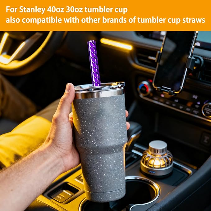 18 PCS Replacement Straight Long Straws Compatible with Stanley 40 oz 30 oz 64 oz Tumbler- Stanley Replacement Plastic Straw,Reusable Drinking Straws for Stanley Cup Accessorie with 2 Cleaning Brush