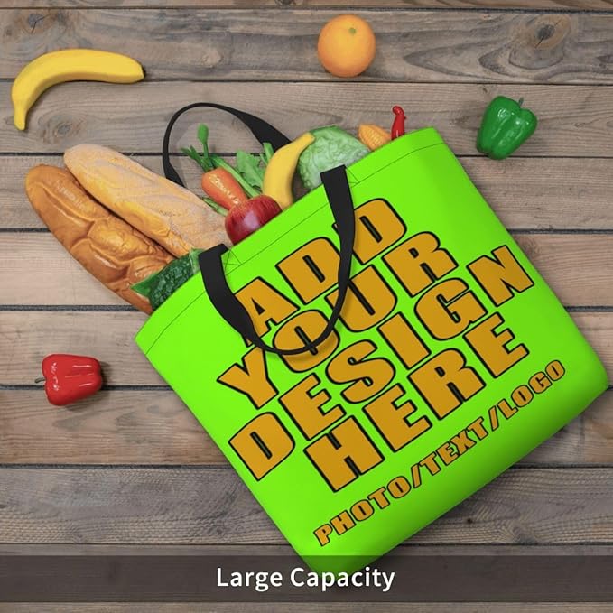 Custom Large Black Tote Bag With Pocket Extra Large Reusable Grocery Bags