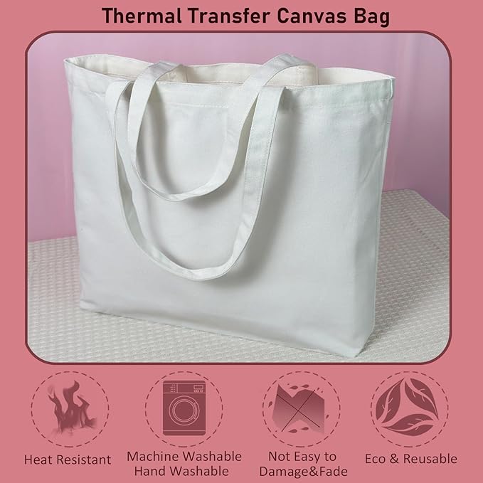 Koolmox Canvas Totes with Zipper, 12oz Thick Cotton Canvas Zipper Bags with Bottom & over Shoulder Handles, Plain Canvas Bags to Decorate for Gift Bag, Women Tote Bag, White, Pack of 6, 17x13x3.9''
