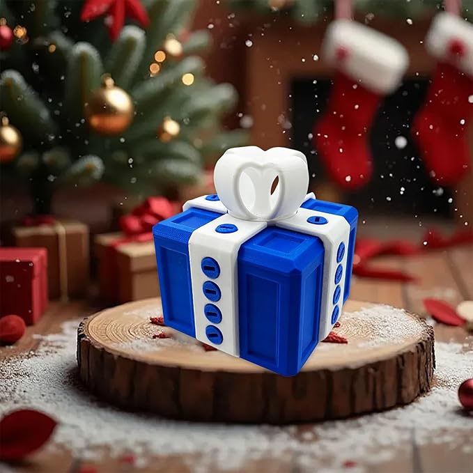 The Prank Box Funny Christmas Gifts Box Annoying Hilarious Screw Challenge with Surprise 3D Printed Screw Gifts Boxes Ideal for Birthday, Christmas (Blue and white)