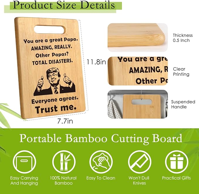 Funny Papa Gifts for Grandpa, Gifts for Dad Christmas, Best Papa Gifts from Grandkids, Papa Birthday Gifts for Grandfather, Father, Step Dad, Unique Gift for Papa Cutting Board