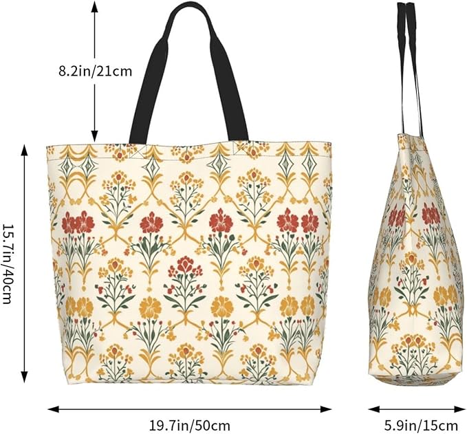 Tote Bag Shoulder Bags for Women Grocery Shopping Bag Reusable Bags Boho-Red Paisley 1