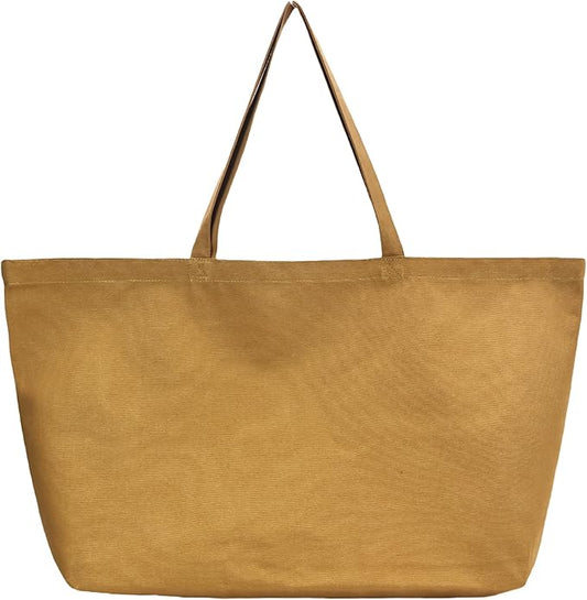 Large Canvas Tote Bag - Reusable Grocery Bag Foldable Heavy Duty Shopping Bag for DIY Art Crafts Painting Embroidery