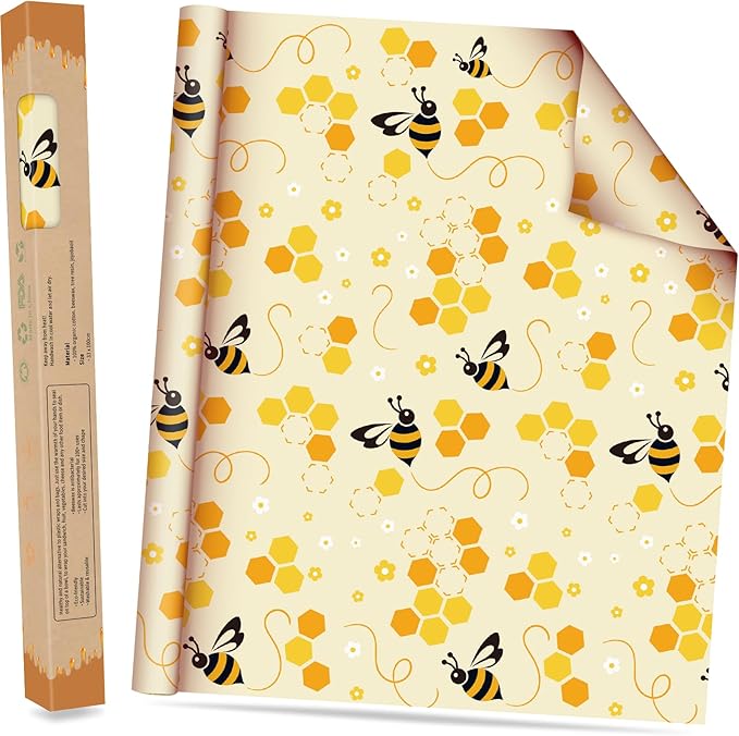 Beeswax Wraps for Food Roll(13x39inch), Organic Beeswax Wrap Beeswax Food Wraps Reusable Food Wrap Sustainable Beeswax Paper Beeswax Sandwich Wrap Beeswax Storage Beeswax Cloth Beeswax Food Wrappers