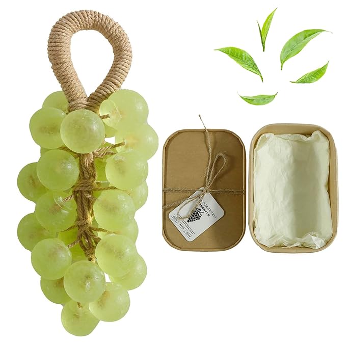 Crystal Grape Soap, Personalized Original Handmade Crystal Grape Soap for Gentle Cleansing, Decorative Grapes Cluster Gift Set for Bath (1, Yulong Tea Fragrance)