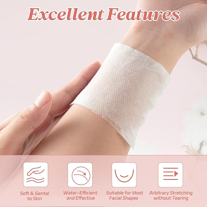 Stretchable Wet Compress Cotton Pads, 100 Count (Pack of 1) Ultra Thin Cotton Pads for Face, Nature Plant Fiber High Efficiency Wet Compress, Soft & Non-Irritating