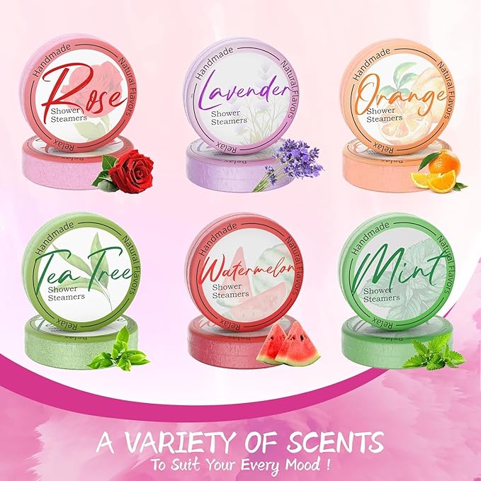 Shower Steamers Aromatherapy 8 Pack - Gifts for Women, Shower Bombs with Essential Oils, Self Care and Stress Relief Stocking Stuffers, Relaxation Birthday Gifts for Women and Men. Pastel Flow Style
