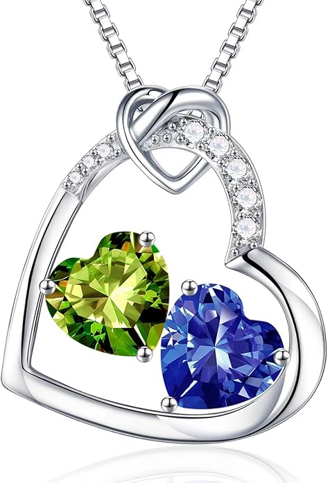 Iefil Christmas Gifts for Women Wife - 925 Sterling Silver Birthstone Necklace, Anniversary Birthday Gifts for Women, Birthstone Jewelry Gift for Wife Girlfriend Mom