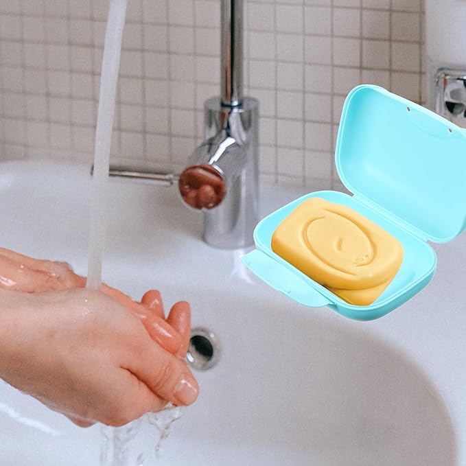 Portable Large Blue Soap Dish Container with Lock Lightweight Travel Soap Holder for Hiking Camping Bathroom Use Leakproof PP Plastic Case