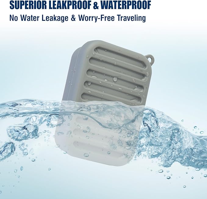 Superior Leak-Proof Silicone Travel Soap Case with Drainage Lid/Layer, Compact Bar Soap Container, Durable Soap Holder for Camping, Gym, and Travel Size Toiletries (Gray)