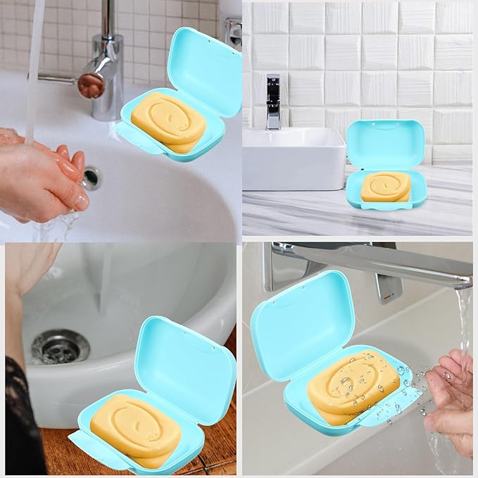 Portable Large Blue Soap Dish Container with Lock Lightweight Travel Soap Holder for Hiking Camping Bathroom Use Leakproof PP Plastic Case