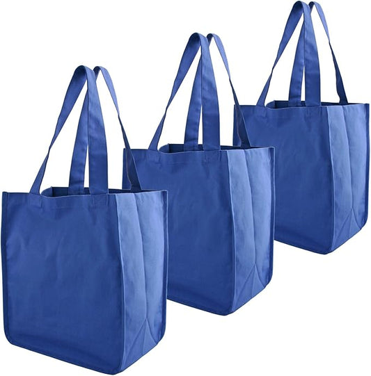 Simple Ecology Organic Cotton Deluxe Reusable Grocery Shopping Bag; Bottle Sleeves, Rigid Bottom Support (UPDATED DESIGN)