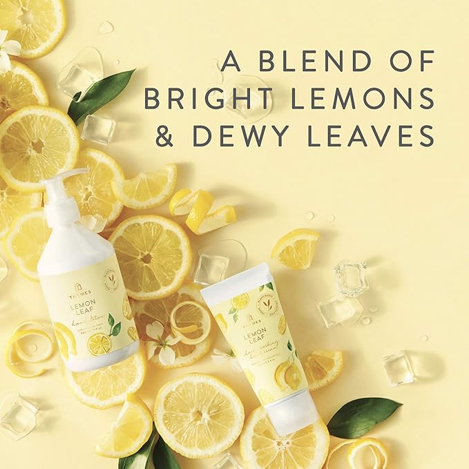Thymes Hand Wash - Moisturizing Hand Soap Dispenser with Pump - Skin Care - Hydrating Liquid Soap Scented with Notes of Dewy Leaves, Lily of the Valley, Lemon Verbena, & Bergamot (Lemon Leaf, 9 fl oz)