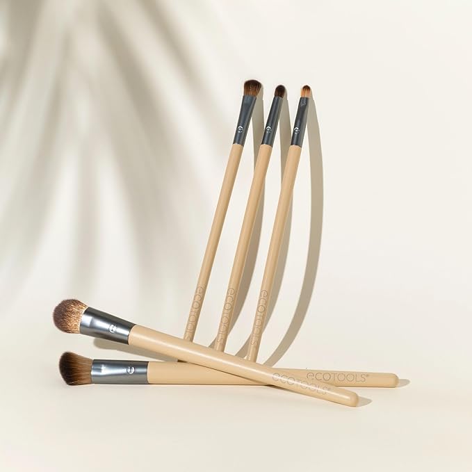 EcoTools Daily Defined Eye Brush Kit, Makeup Brushes For Liquid, Powder, & Cream Eyeshadow & Eyeliner Application, Eco-Friendly Eye Brushes, Synthetic Hair, Cruelty Free, 5 Piece Set