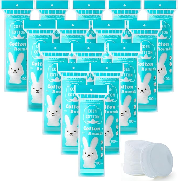Premium Cotton Rounds, 100 Count (Pack of 15) Cotton Pads for Face, 100% Cotton Makeup Remover Pads, Soft & Non-Irritating for Most Skin Types