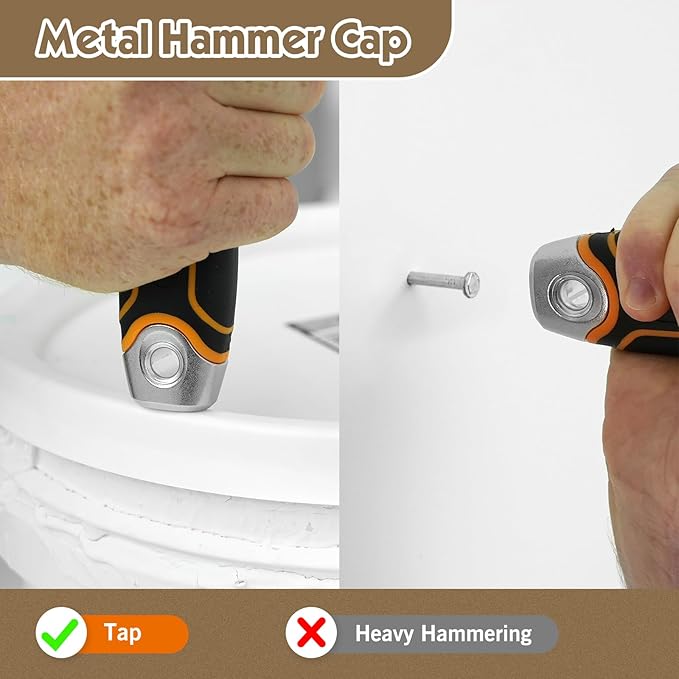 ROLLINGDOG 3" Angled Stiff Chisel Scraper, 5 Degree Angled Putty Knife with Metal Hammer Cap, Rubber Gripped Handle, Paint Scraper into Corners