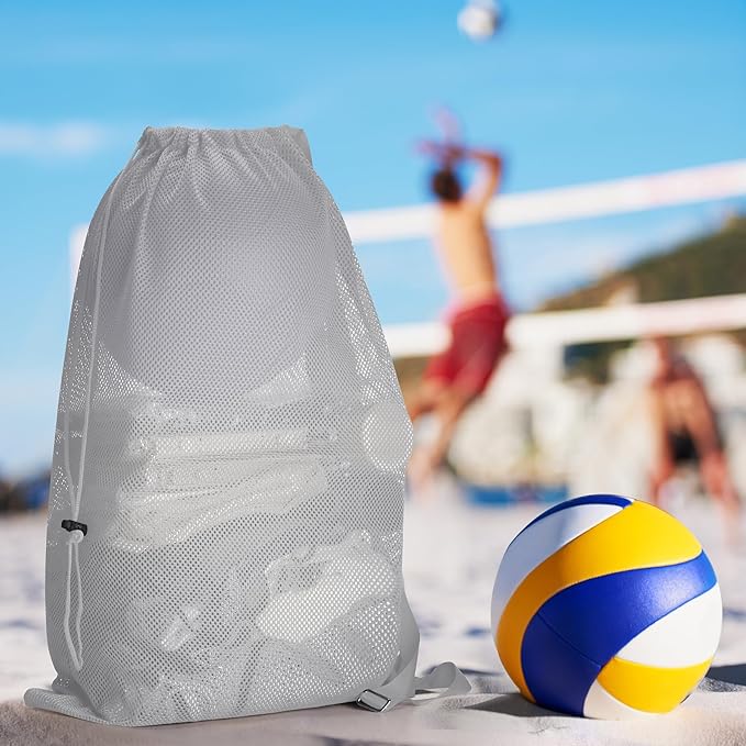2 Packs Swim Bag Mesh Drawstring Backpack Oversized 18" x 26", Large Mesh Drawstring Backpack for Beach, Swimming, Gym, and Workout Gear (Grey)