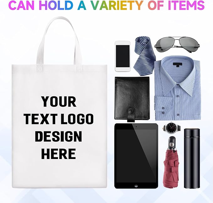 Custom Tote Bags with Your Logo, Personalized Reusable Shopping Bags for Shopping Business