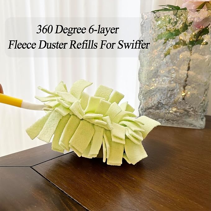 6 Layer Fleece Duster Refills for Swiffer Hand Duster, Zero Waste, Reusable and Washable Replacement Dusters for Cleaning Ceiling Fan Hardwoods (6 Pack-Multicolour-B)