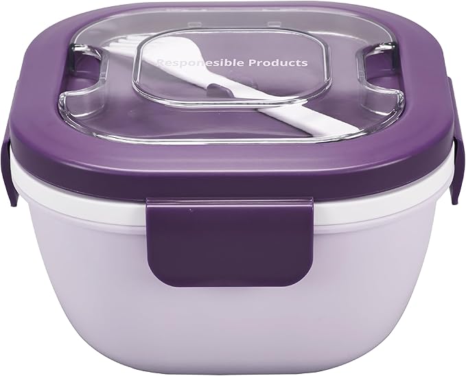 Responsible Products Leak Resistant Bento Box with Tableware for Adult - Teens, Insulated Lunch Box for Women - Men - Girls - Boys, BPA Free, Dishwasher Safe, Microwave Safe, Freezer Safe, 46 oz