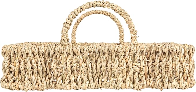 Household Essentials Woven Seagrass Scalloped Rectangular Trays, Set of 2, Natural
