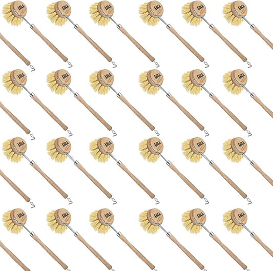 LOLA - The Original - Tampico Vegetable & Dish Wood Brush, 72 Pack, 3" Head, Sustainable, Tampico Bristles, Easy Head Only Replacement