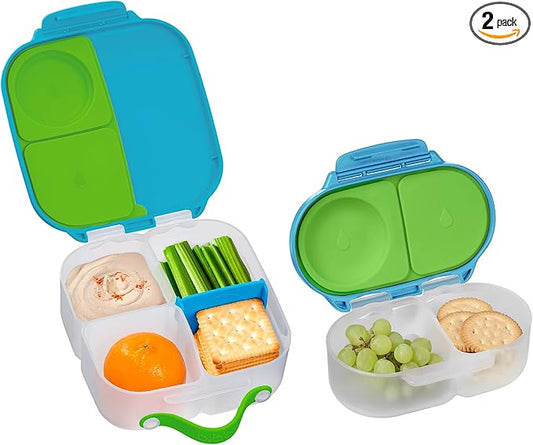 b.box Mini Lunch + Snack Containers (Ocean Breeze): 2-Pack Set Includes Lunch Box (4 1/4 Cup Capacity) & Snack Box (1 3/4 Cup Capacity). Easy Open Bento Containers, School Supplies