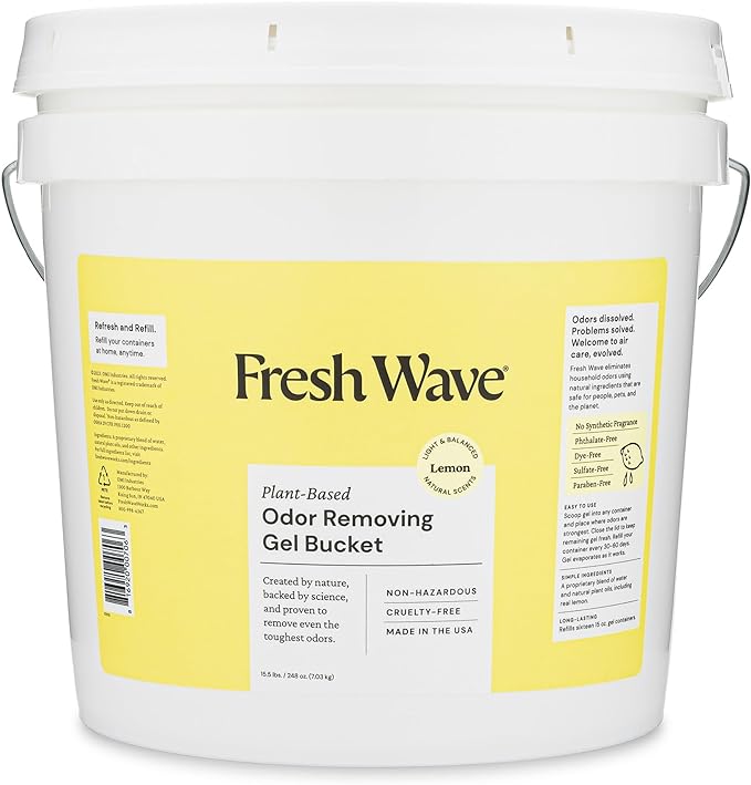 Fresh Wave Odor Removing Gel Bucket, 15.5 lb. (248 oz.) | Lemon Scent Refill | Odor Absorbers for Home | Safer Odor Relief | Natural Plant-Based Odor Eliminator | For Cooking, Trash & Pets