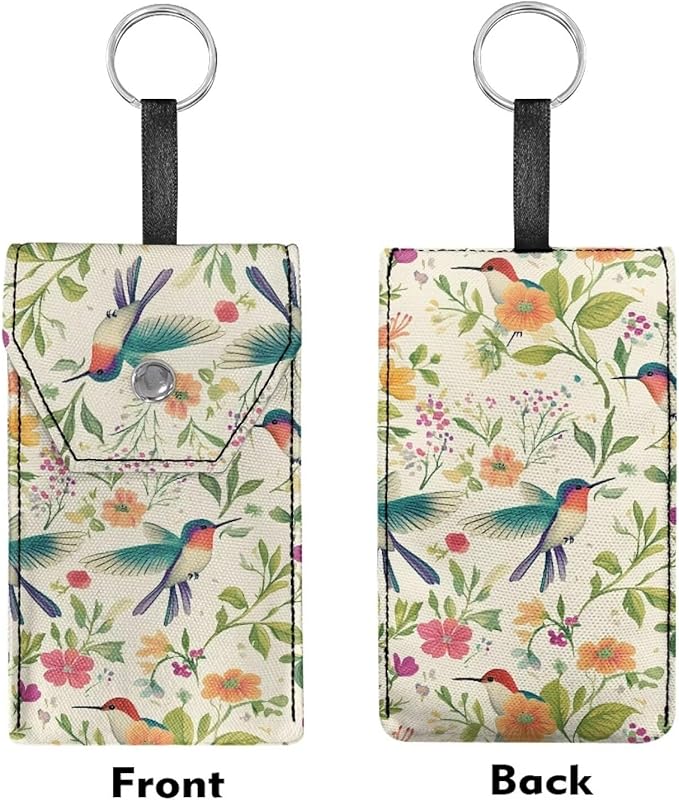Tissues Purse Pocket Portable Travel Tissue Pouch Snap Button Enclosed Reusable Canvas Pocket Tissue Holder for Purse Coins Daily Outgoing Hummingbird