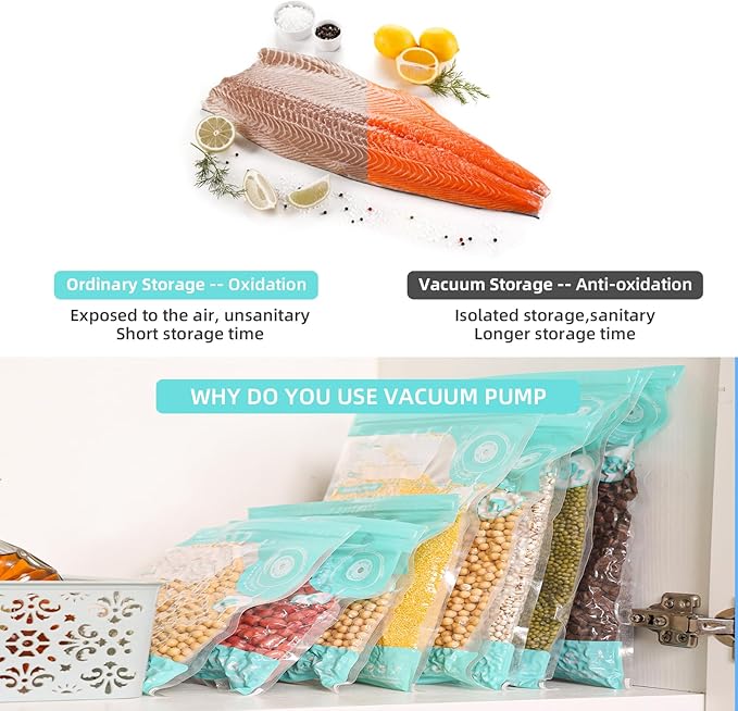 Sous Vide Bags Reusable, Vacuum Food Storage Bags 20 pcs (11.8*13.4in) Comes with 6 Sealing Sliders Thicken PA&PE material Double zipper Long-lasting freshness bag for Cooking, Food Storage XL 20pcs