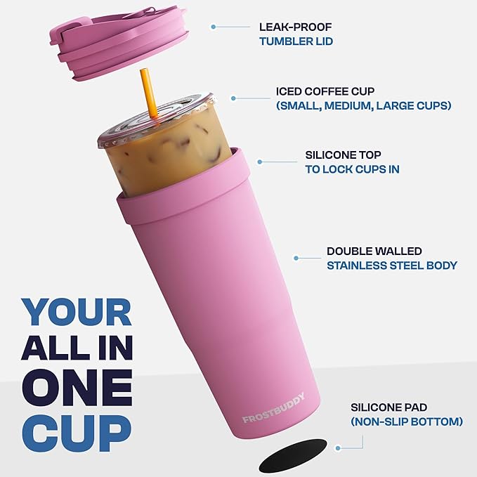Frost Buddy Togo Buddy 30oz Stainless Steel Vacuum Insulated Tumbler To Go Coffee Cup – Iced Coffee Sleeve, Travel Mug, Thermal Cup for Hot & Cold Drinks, Dunkin Cup (Butter Yellow)