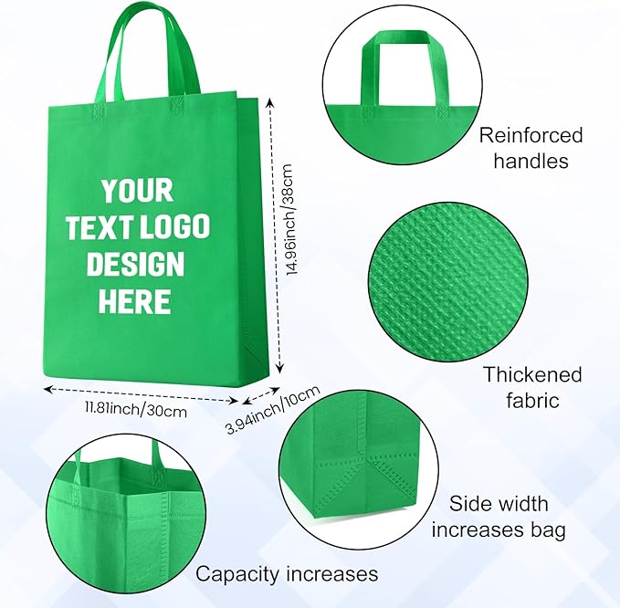 Custom Tote Bags with Your Logo, Personalized Reusable Shopping Bags for Shopping Business